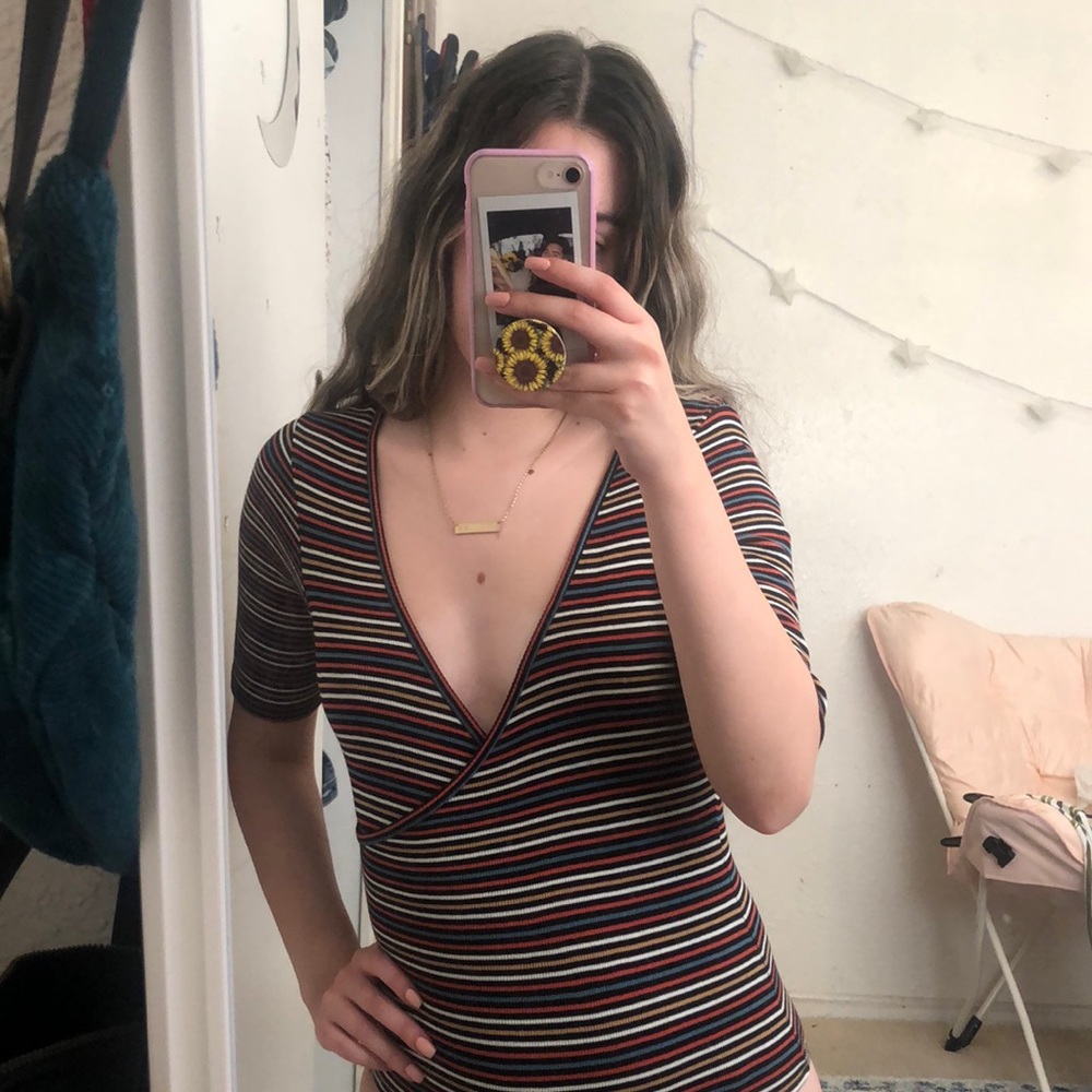 Retro Volcom striped body suit size XS 🐯